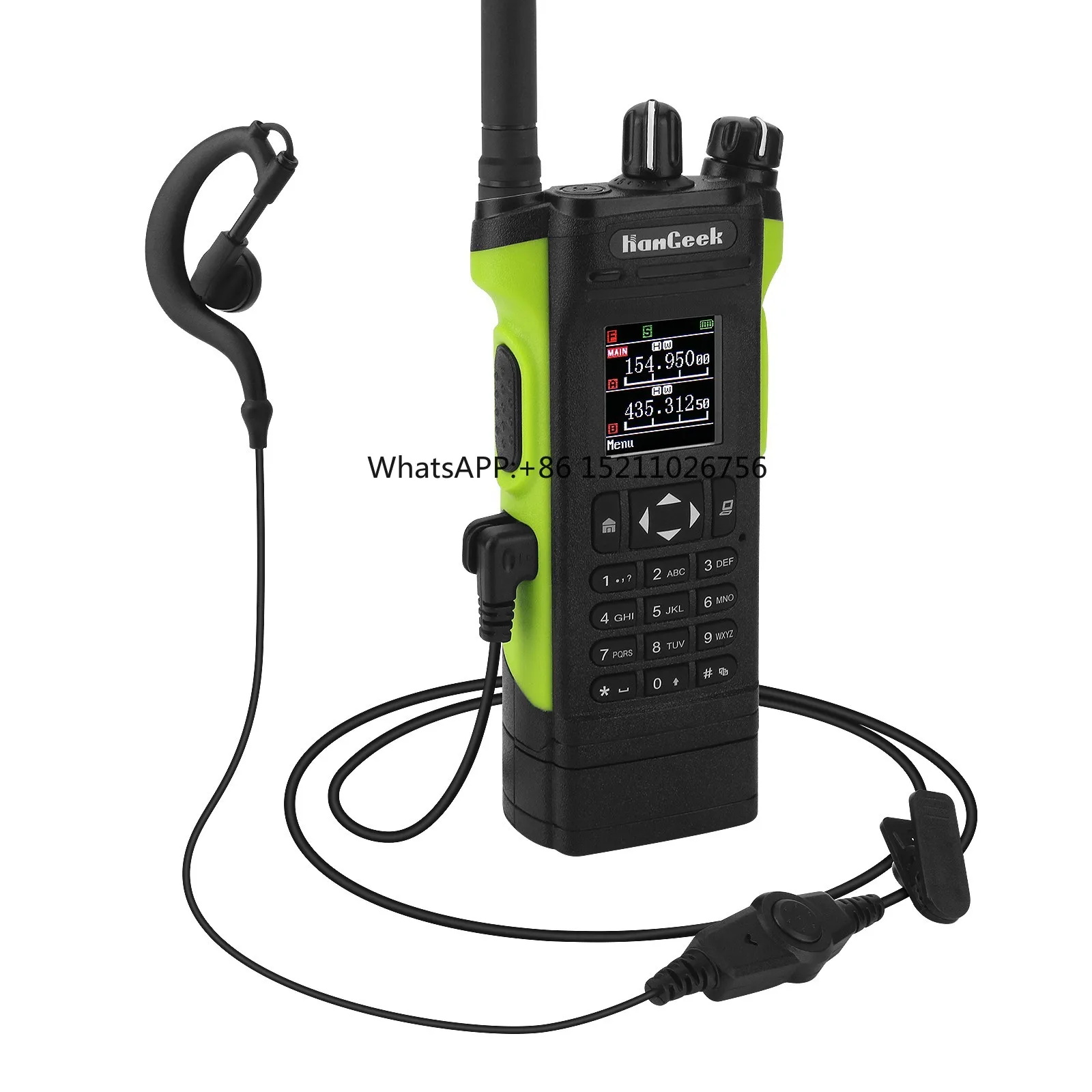 Портативная рация HAMGEEK APX-8000 12W VHF UHF, двухдиапазонное радио (зеленый) с кабелем для программирования и наушниками