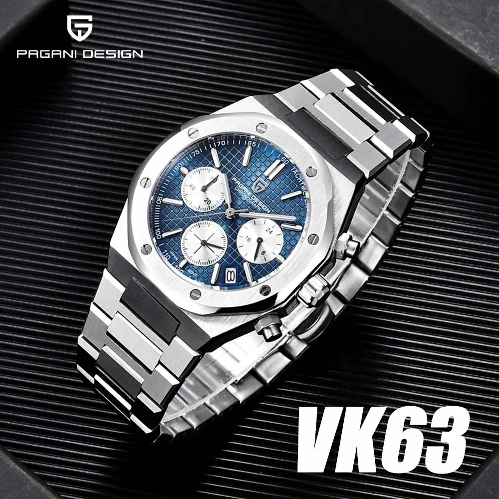 

PAGANI DESIGN 2024 Fashion Sports Men's Quartz Watch PD1707 VK63 Stainless Steel Sapphire Waterproof Chronograph watches for men