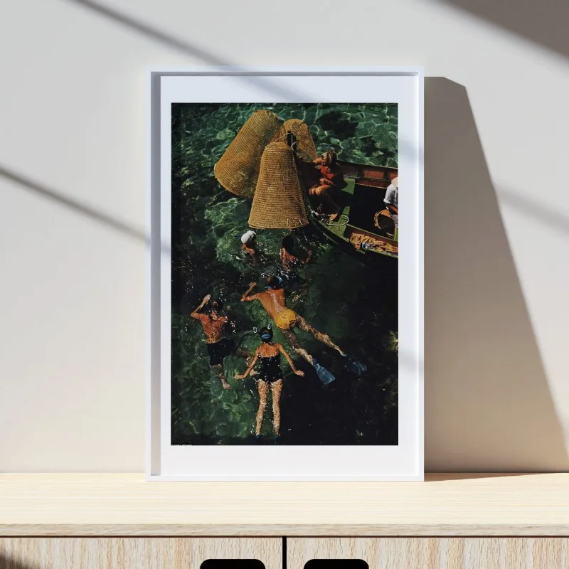Vintage Slim Aarons Beach Club Snorkelling in Malta High Society Photo Art Poster Canvas Painting Wall Prints Picture Home Decor