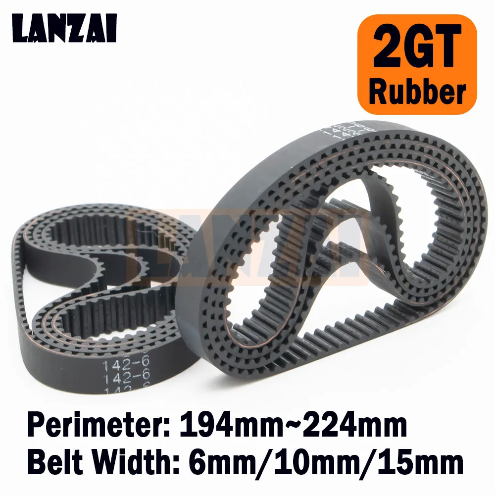 LANZAI 2GT Rubber Timing Belt Closed Loop C=194 196 198 200 202 204 206 208 210 212 214 216 218 220 222mm W=6/10/15mm 3D Printer