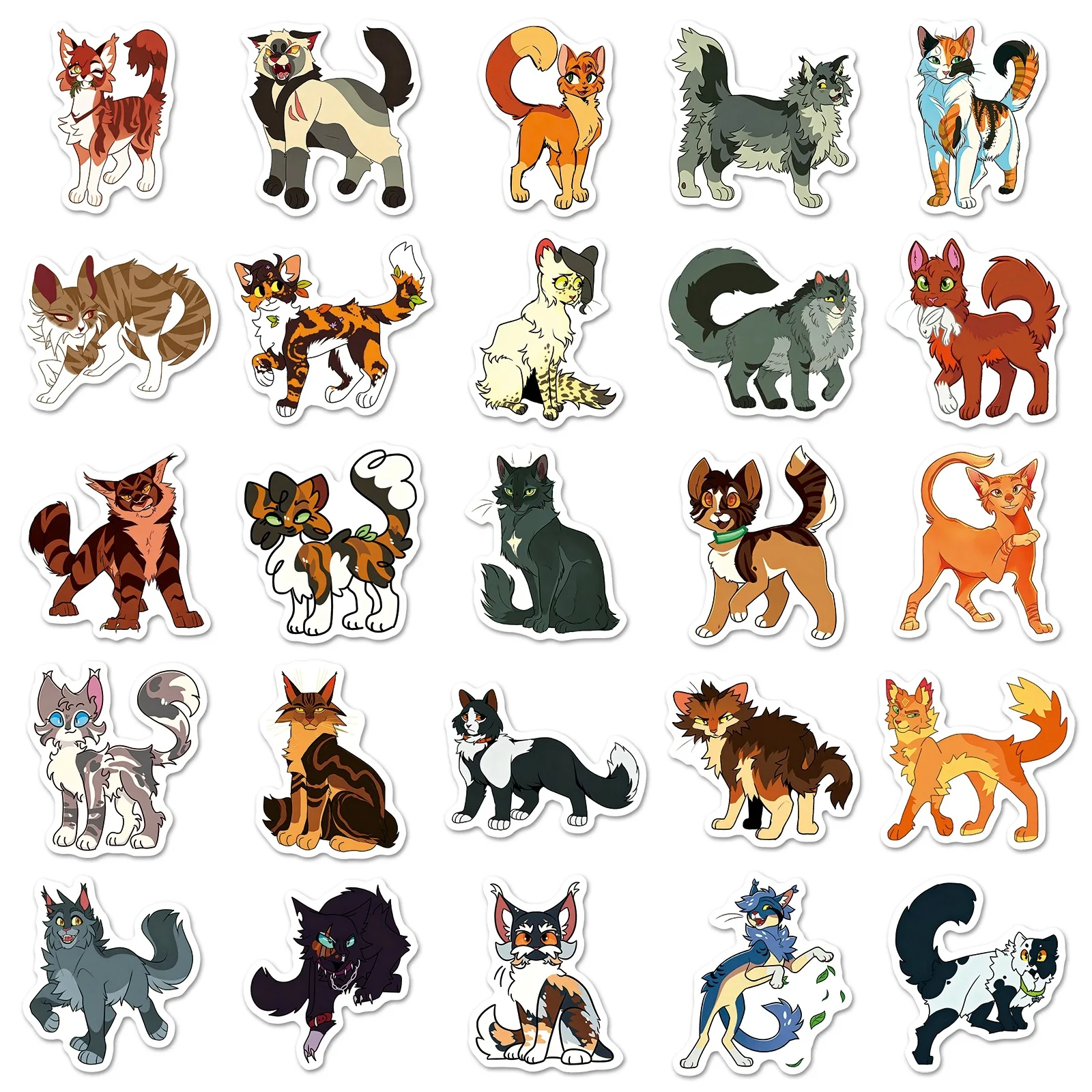 50Pcs Warriors Cats Anime Stickers PVC Decals DIY for Notebook Suitcase Phone Case Skateboard Water Bottle  DIY Decor