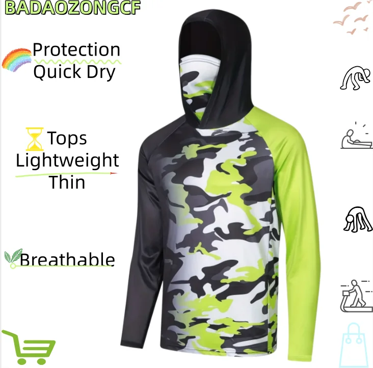 Fishing Men's Long Sleeve Performance Shirt  Protection Quick Dry Tops Lightweight Thin Breathable Outdoor Shirts