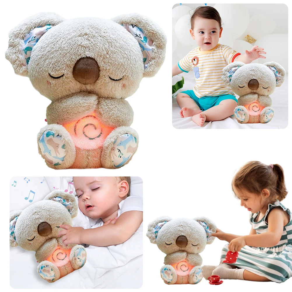 30cm Breathing Stuffed Soothing Koala Toy Koala Music Appease Plush Animal Toys Kids Sleep Companion Anxiety Relief Plush Dolls