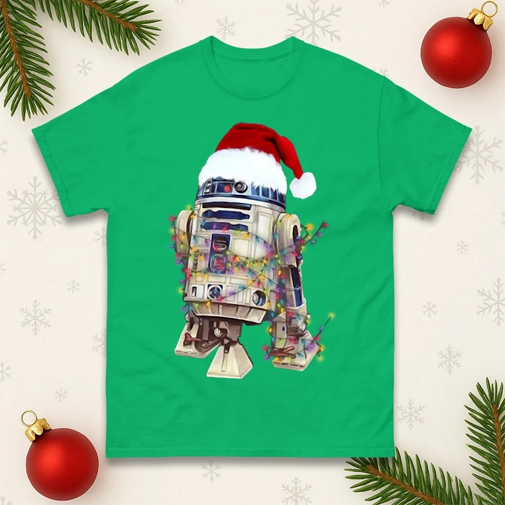 Santa Hat Christmas T Shirt Festive Lights Funny Xmas Tee Gift Unisex High Quality Loose Casual Cotton T Shirt new arrival