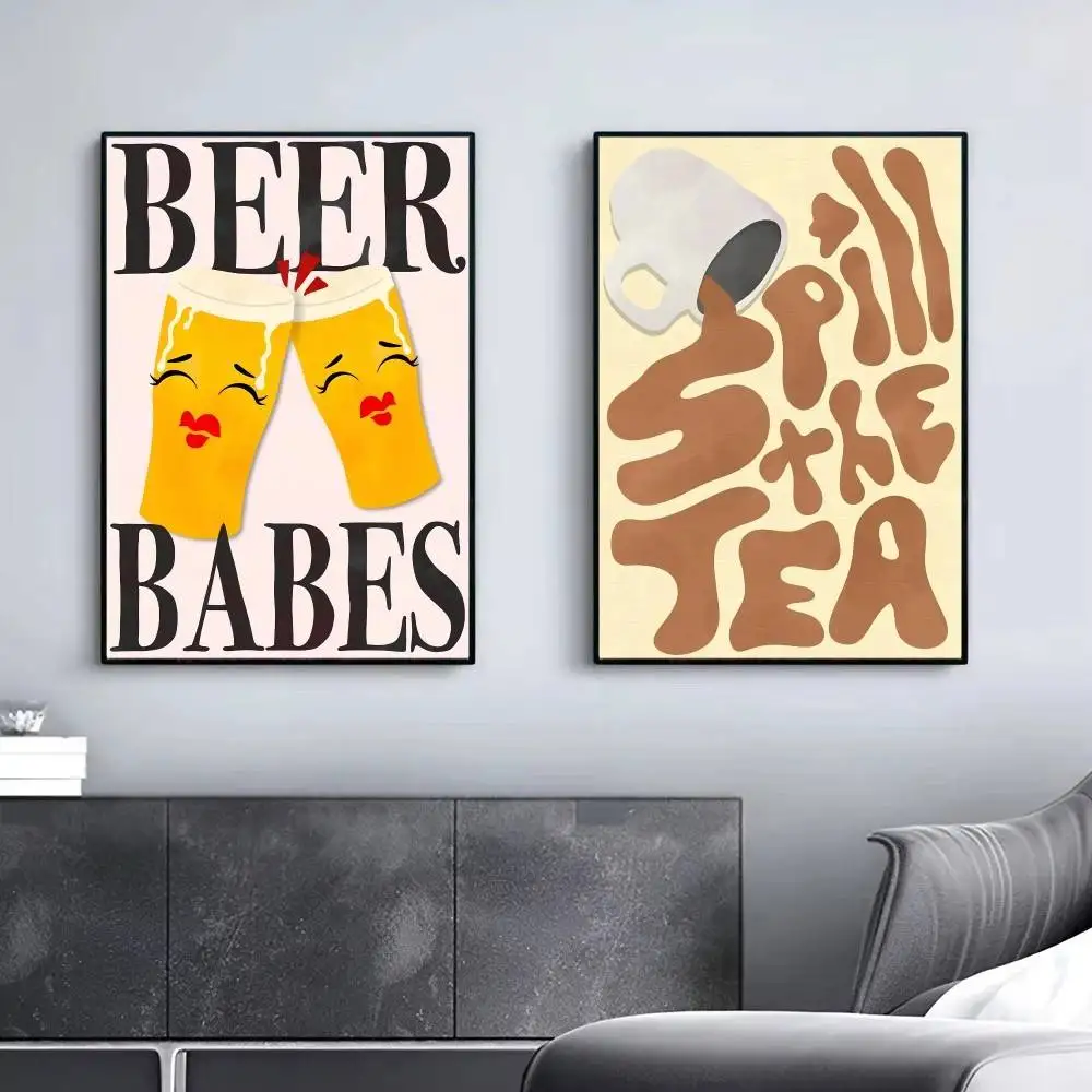 خمر نمط اسبريسو مارتيني البيرة الجن النبيذ شرب المشارك غرفة نوم السرير جدار ديكور غرفة المعيشة مدخل جدارية #5