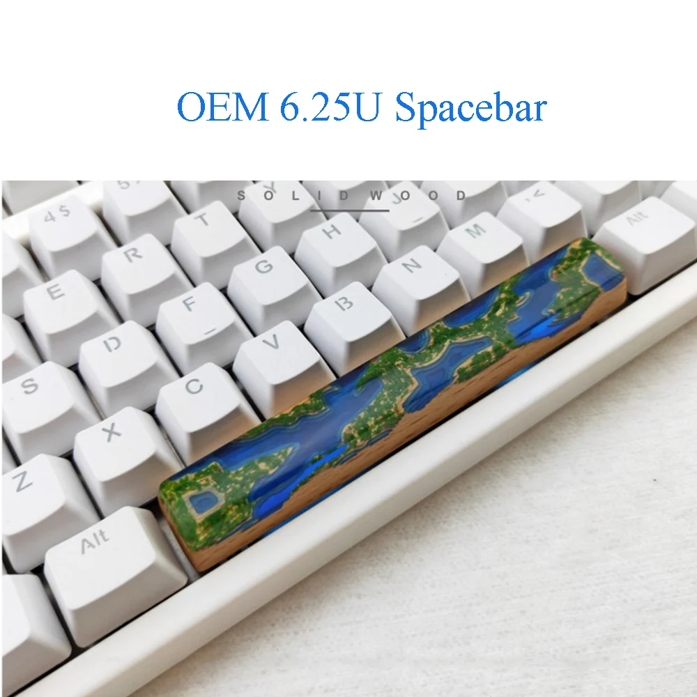 Resina Keycaps para teclado mecânico, Keycap retroiluminado, eixo satélite, Handmade, OEM, 6.25X Barra de espaço, montanhas exuberantes