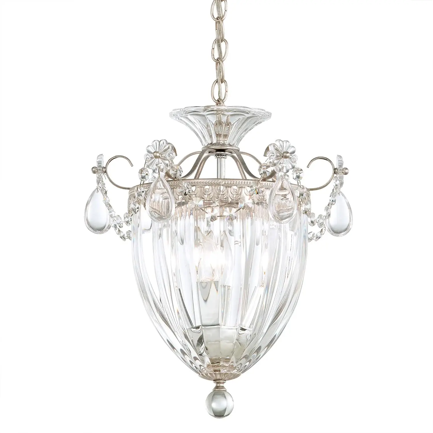 Pendant in Antique Silver with Clear Heritage Hand-Cut Crystal lighting for living room  chandeliers