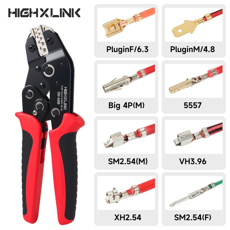 Pince à sertir à cliquet SN-68B, outil de sertissage 0.08-1.5mm2 AWG28-16 pour Dupont,TE,JST,Molex, pince électrique pour fil Terminal