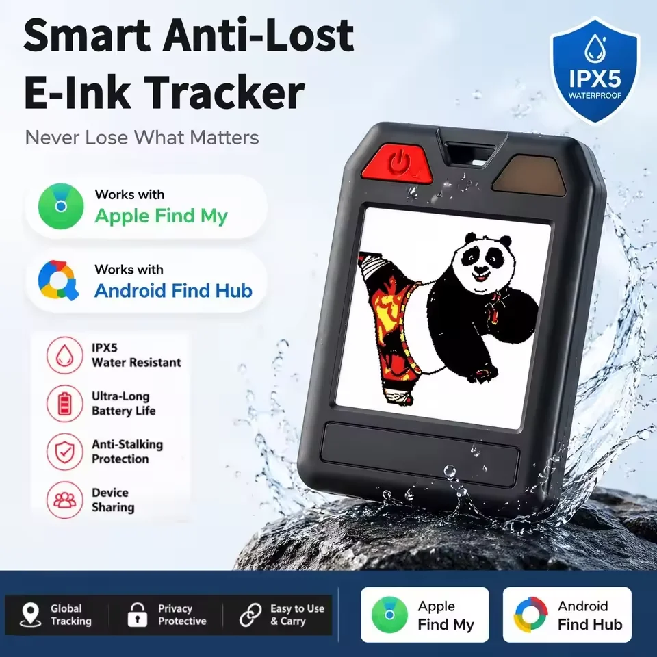 BT Locator with Color E-Ink Screen BT Tracker Tag Lightweight and Waterproof Fit for Apple Find My APP for Google Find My Device