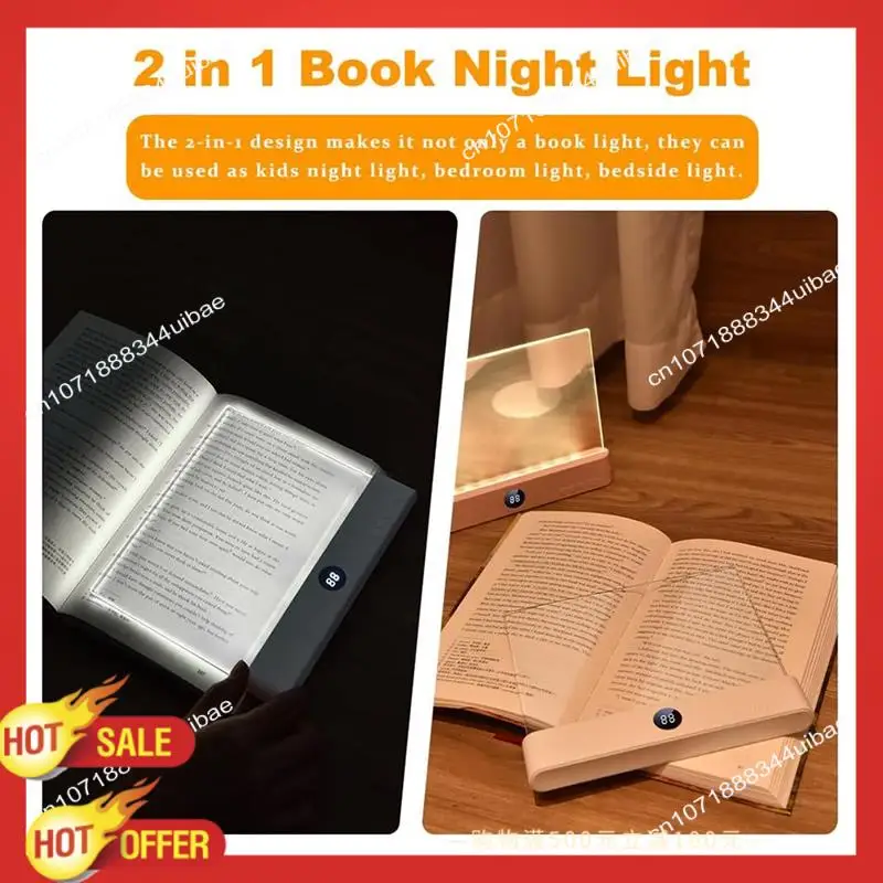 B47C Buchleuchte, dimmbare Panel-Plattenlampe zum Lernen, Vorlesen, Eingeladen in der Nacht, Schwarz