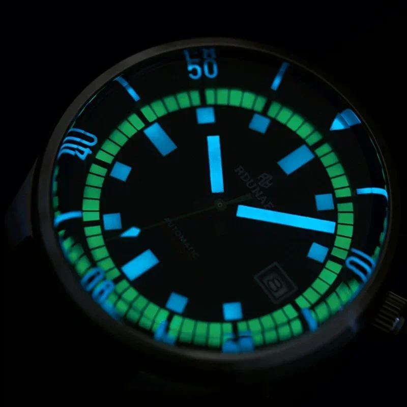 Часы RDUNAE для мужчин R3, автоматические механические часы, 43 мм, механизм NH35A, роскошные водонепроницаемые наручные часы с сапфировым стеклом и кристаллами 20 бар