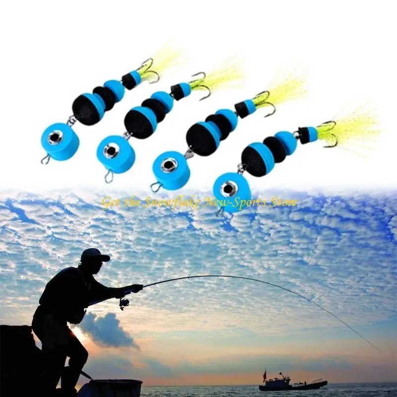 

E56D 4Pcs Light Weight Foam Baits Soft Density Foam Swim Baits with 2 Treble Hook