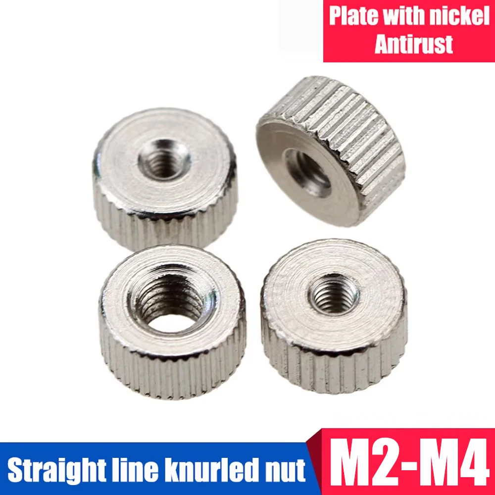 10Pcs Knurled Thumb Nut Hand Tighten Nuts M2 M2.5 M3 M4 Nickel Plated Knurled Thumb Screws Nuts Hand Round Nuts