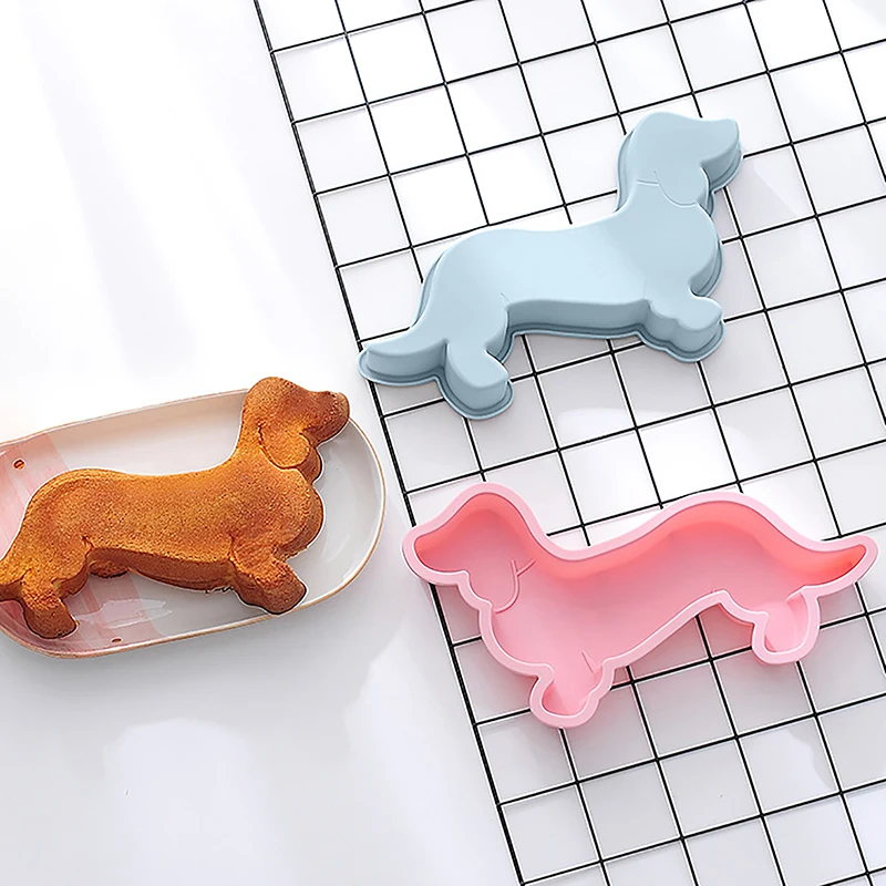 3D Cute Dachshund Puppy Animal Shape Silicone Mold Kitchen To Mousse Baking Large Cake Mold Cake Tools