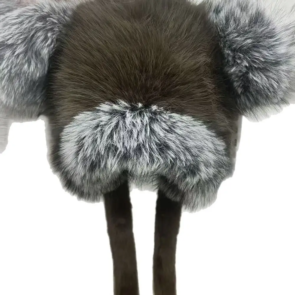 Polyester Material Faux Fur Trapper Hat Large Head Circumference 63cm Ear Protection Design Winter Ear Flap Hat