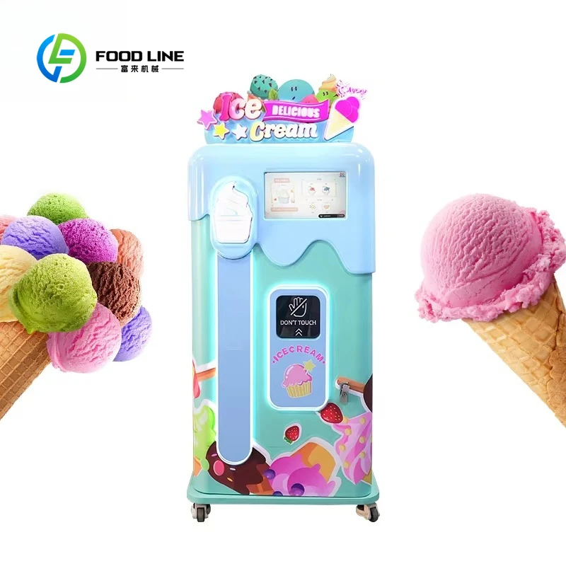 Customized Touch Screen Soft Icecream Vending Machine 24H Self Service Fully Automatic Smart Make Money Commercial Equipment