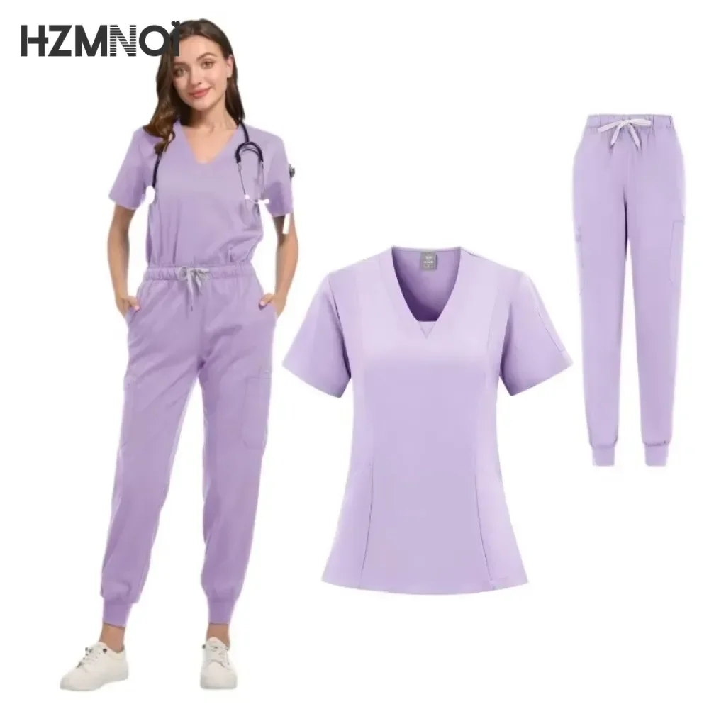 Women Scrubs Sets Nurse Accessories Medical Uniform Specail V Neck Tops Pockets Pants Hospital Clinical Workwear Surgical Suits