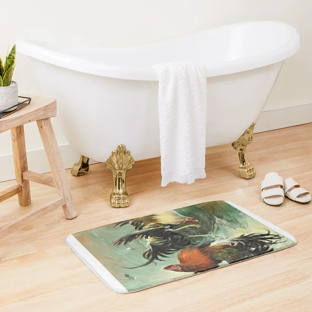 

Pelea de gallos, Rooster fight, cock fight Bath Mat Carpets For Bathrooms Carpet Anti Slip Kitchen Bath Carpet Mat