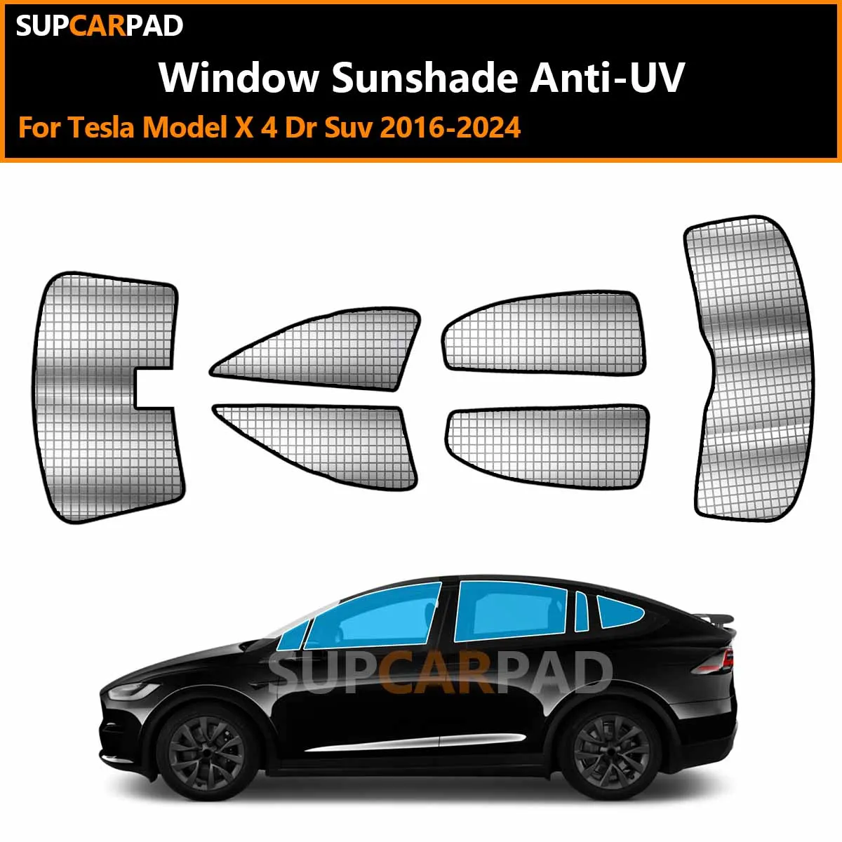 

For Tesla Model X 4 Dr Suv 2016-2024 Custom Car Window Sunshade Anti-UV Car Sun Window Visors Sunshade Covers Accessories