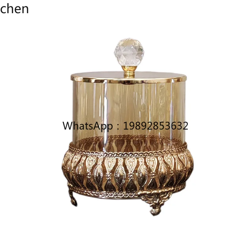 ZZ Glass Storage Jar Coffee Table Storage Candy Jar Crystal Decoration Ornament