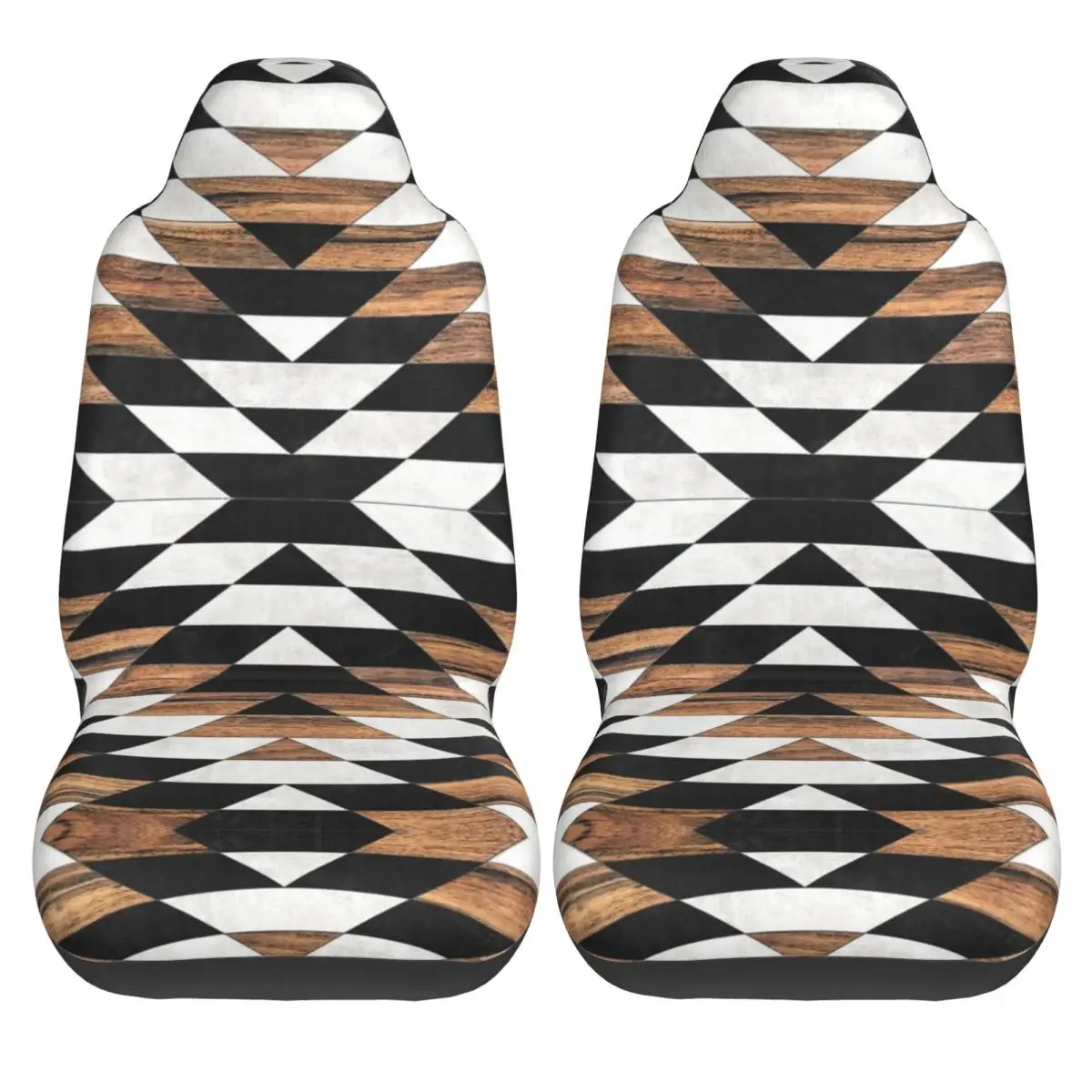 Urban Tribal Pattern - Aztec-Concrete And Wood Car Seat Cover Custom Printing Universal Front Protector Accessories Cushion Set