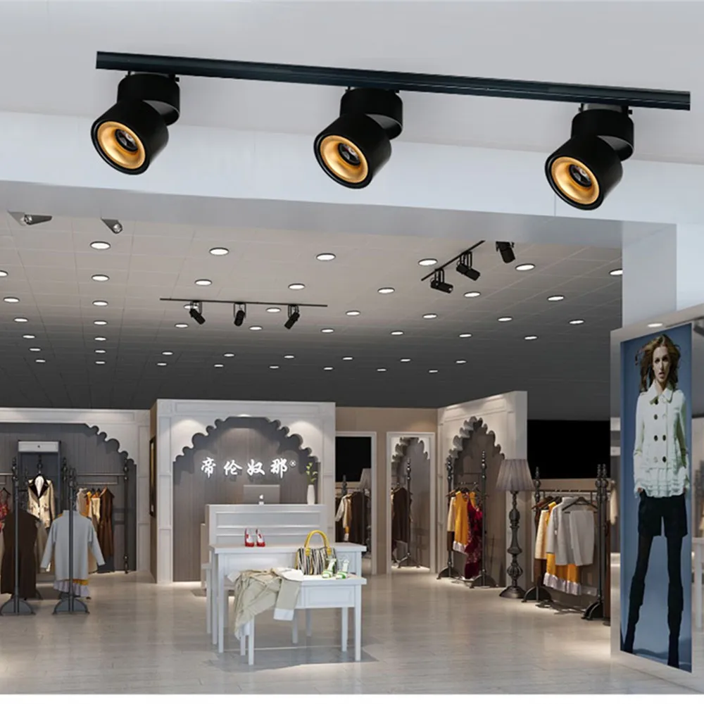 Foldable LED Rail Track Light 10W 15W LED Ceiling Downlight COB Rail Spotlight For Store Restaurant Cafe Bar Decor