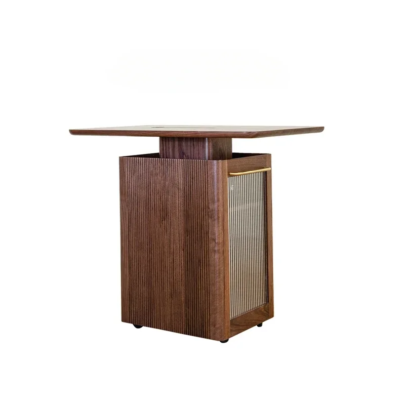 

Black Walnut Small Tea Table Tea Cabinet Integrated Movable Balcony Table Living Room Coffee Table Sofa Edge