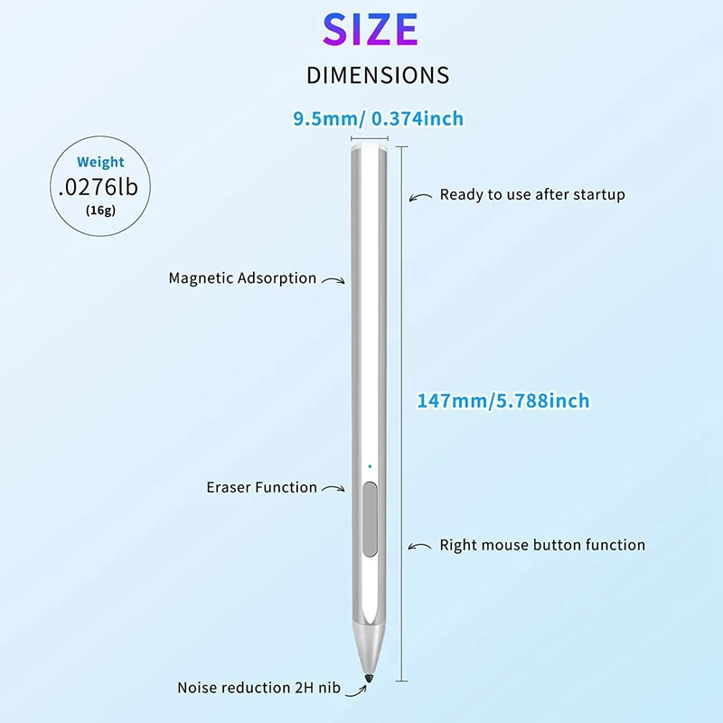 Stylus Pen Magnetic For Surface Pro 3/4/5/6/7 Pro X Go 2 Book Latpop 4096 Levels Pressure Palm Rejection