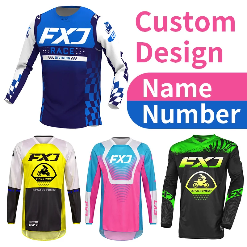 2026 FXJ Motocross Jersey Name Number Design Customize Adult Woman Man Cycling Off-Road Enduro Kid Boy Girl Child Pink Black