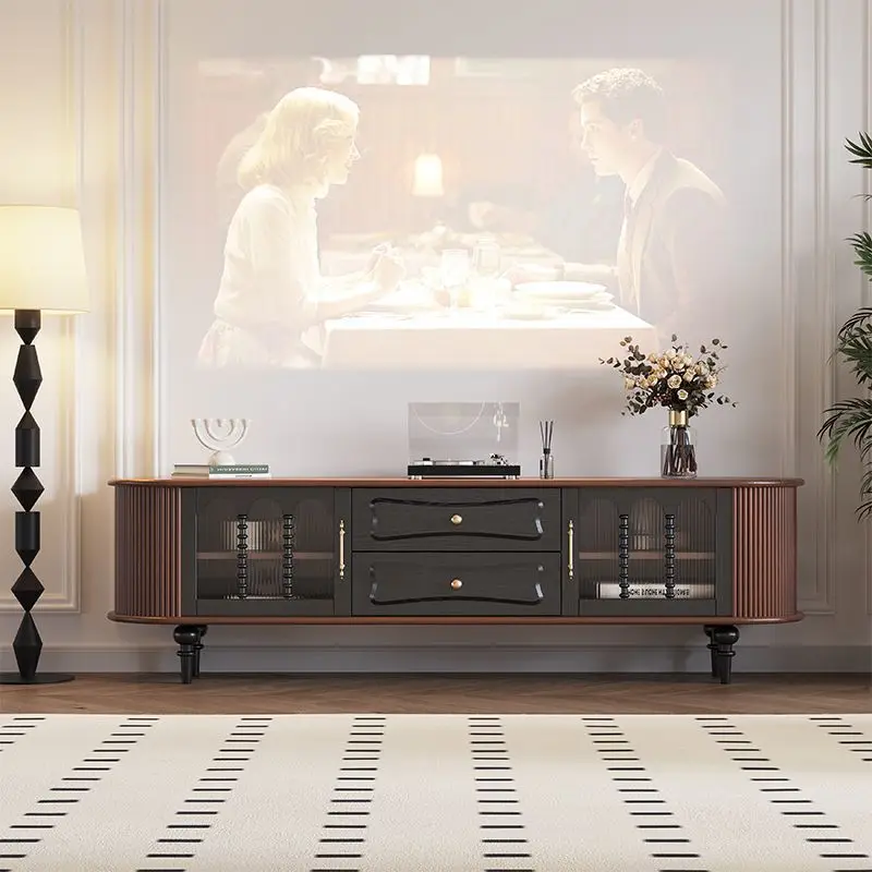 ريترو، خشب متين، خزانة تلفزيون، أسود، شقة صغيرة، غرفة معيشة، خزانة، أثاث القرون الوسطى #2