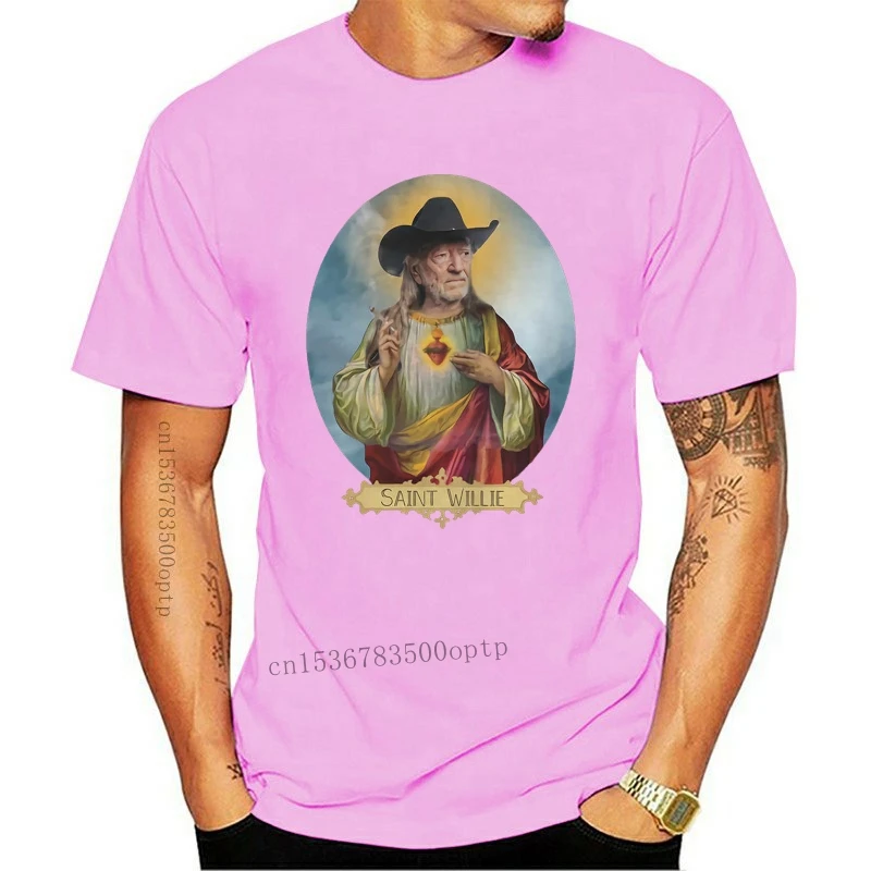 New Brand Saint Willie Nelson Prayer Candle T-Shirt Men Short Sleeve T-Shirt