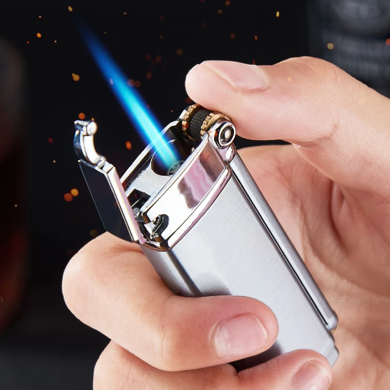 

Grinding Wheel Ignition Direct Blue Flame Windproof Gas Lighter Creative Personality Men's Smoking Accessories Cigarette Lighter