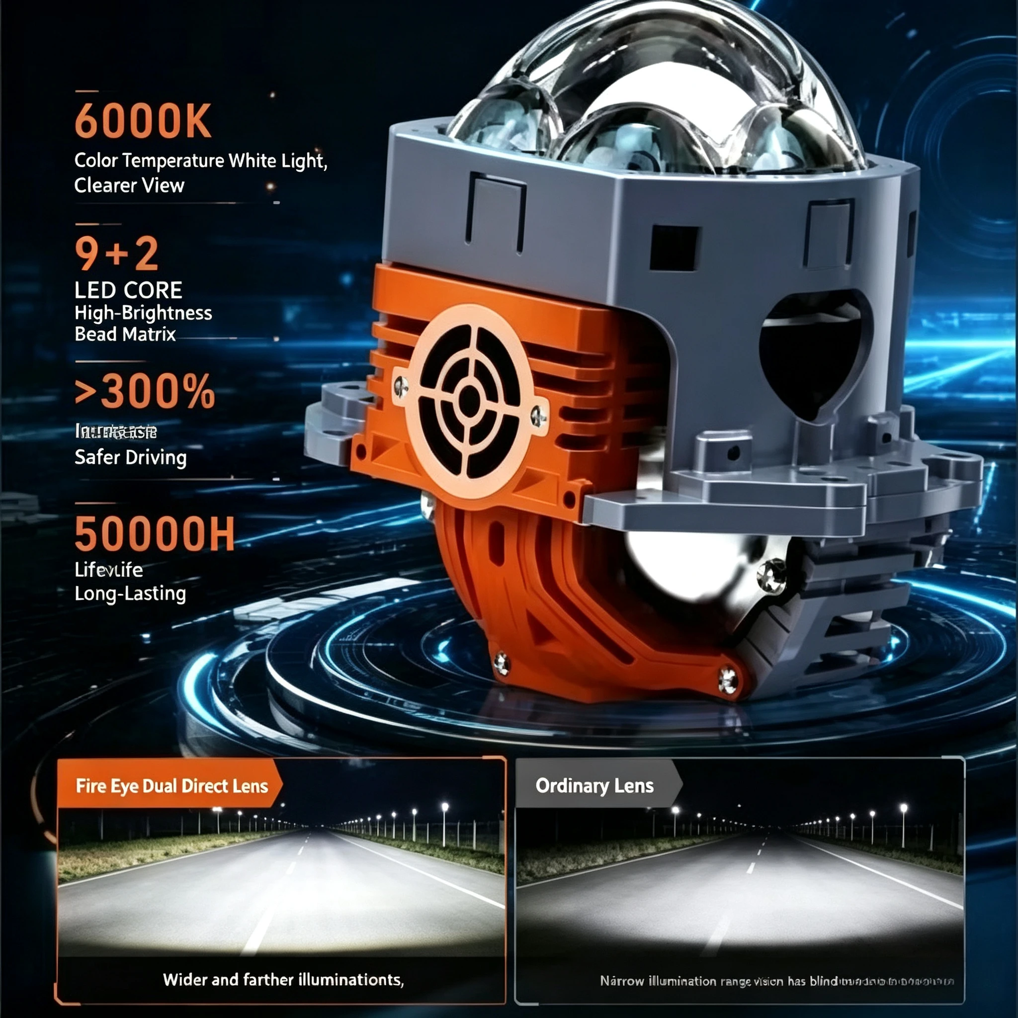 Lampu Depan Proyektor LED Dual - Laser Led Headlight Projector Lens ulasan dan harga
