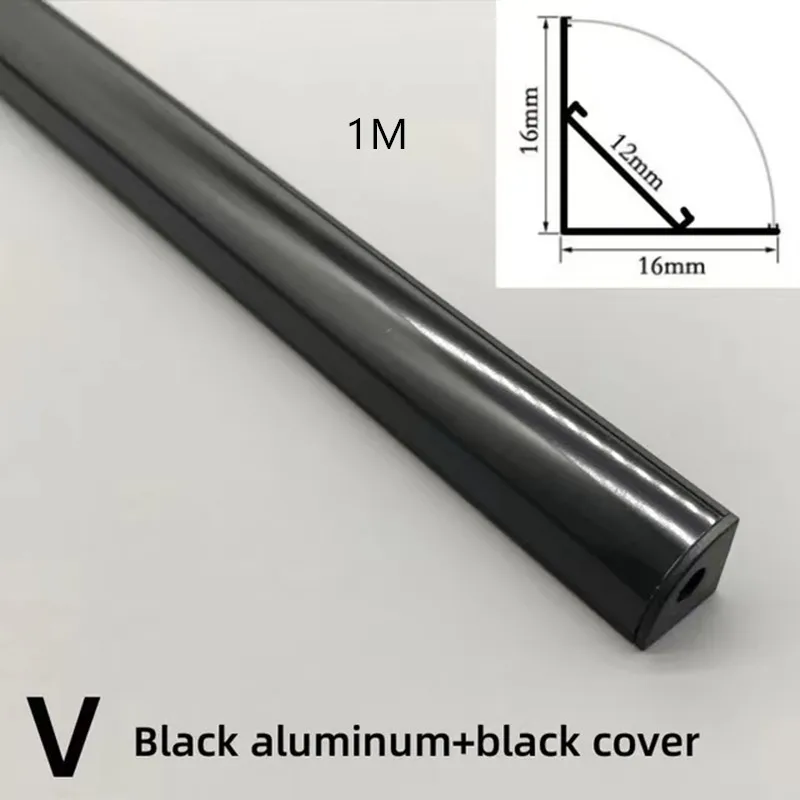 10-50 stuks/verpakking 1M U/V Zwarte Vorm Hoek Aluminium Profiel led Kanaalhouder voor LED strip lichtbalk Onderkastlamp Keuken