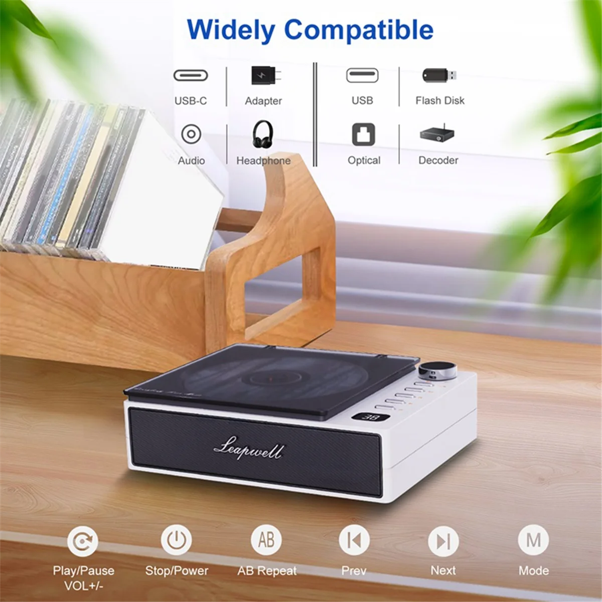 Portable Cd Player Wireless Bluetooth Speakers FM Radio Walkman Music Album Player Home CD Machine English AB Repeater