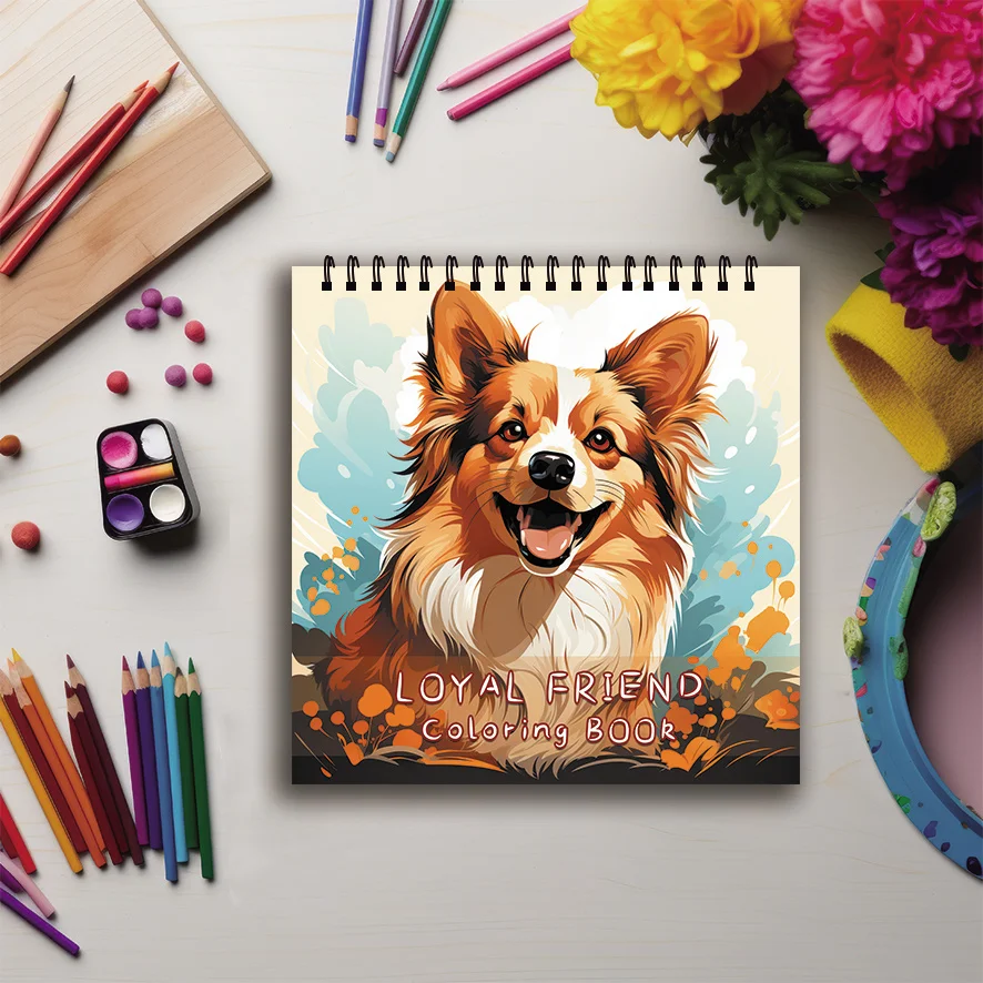Coloring Book - 7.87x 7.87 inches 32 pages cute dog coloring book - perfect for soothing, doodling, holiday party favors