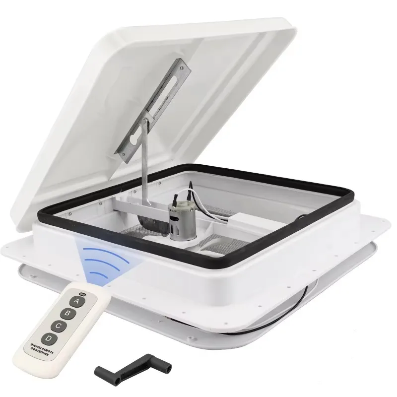 

14-дюймовый вентиляционный отверстие на крыше для автофургона, белый вентилятор для комнаты на колесах с вентилятором, черная вытяжка, вытяжной колпак