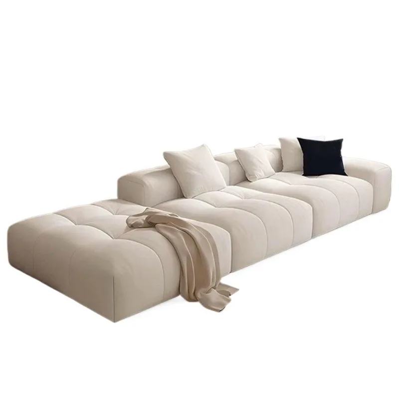 

Marshmallow cat scratching fabric sofa living room simple Italian straight row module tofu block sofa.