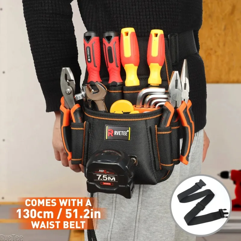 

Утолщенная портативная сумка-органайзер для инструментов с 8 отделениями для инструментов, креплением на ремень и крючком для рулетки, для электрика