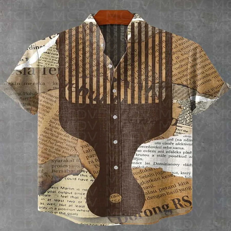 Comb Button-Down Shirt for Men Casual Short Sleeve Polo Shirt Men‘s Short Sleeve Polo Shirt