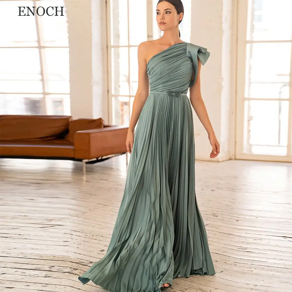 ENOCH-vestido De noche moderno De un hombro, traje Formal plisado sin mangas con volantes y cremallera en la espalda, hecho a medida, nuevo