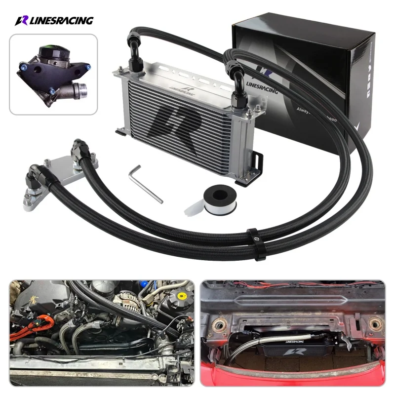 Upgrade-Ölkühler-Kit, 19-reihiger AN10-Thermostat-Adapter für BMW N54 und N55 E82 E88 135i 08–13 xDrive35i 3.0L, Schwarz/Silber-Aluminium