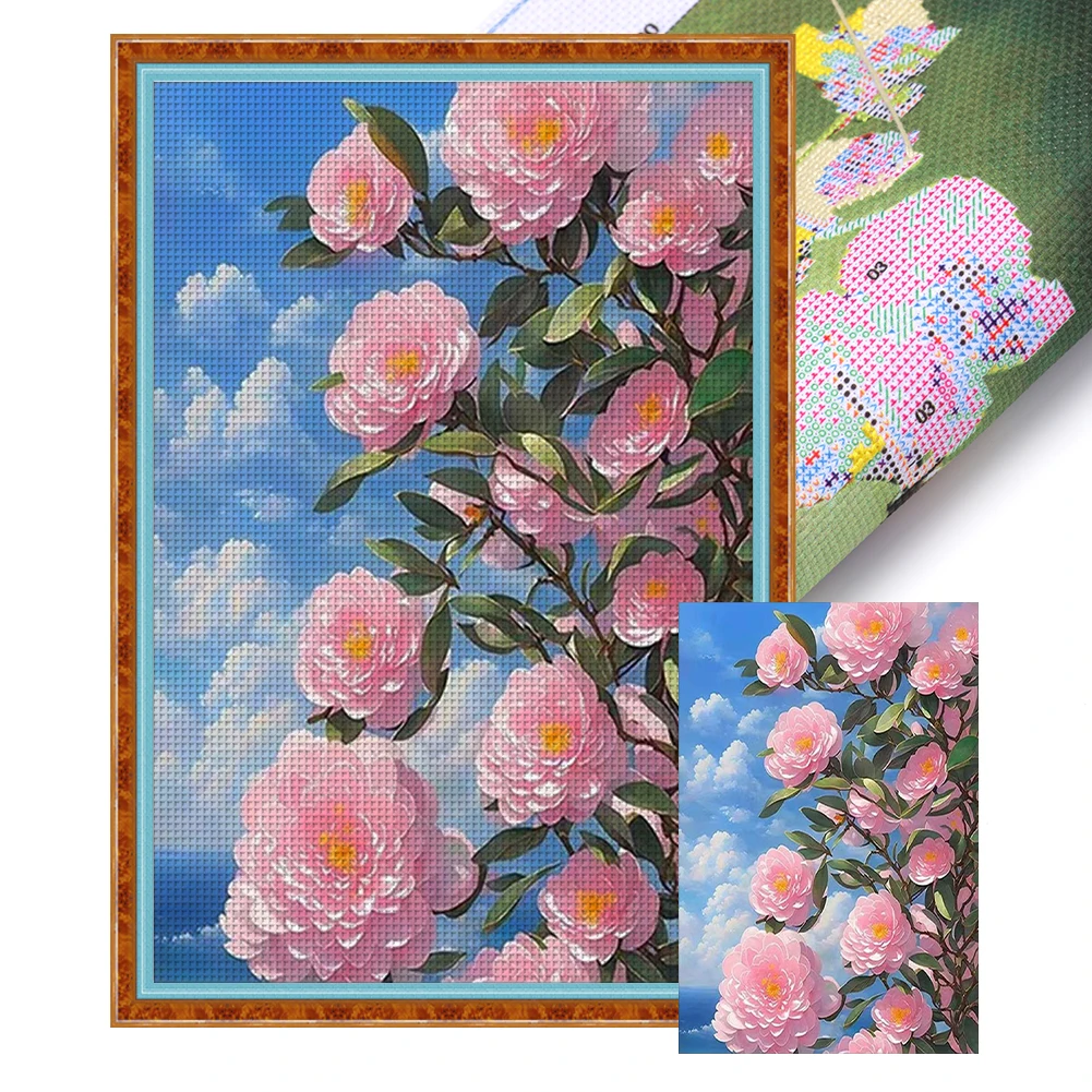 

Full Embroidery Beads Printed 11CT Flower Cross Stitch Kit Home Art Decor