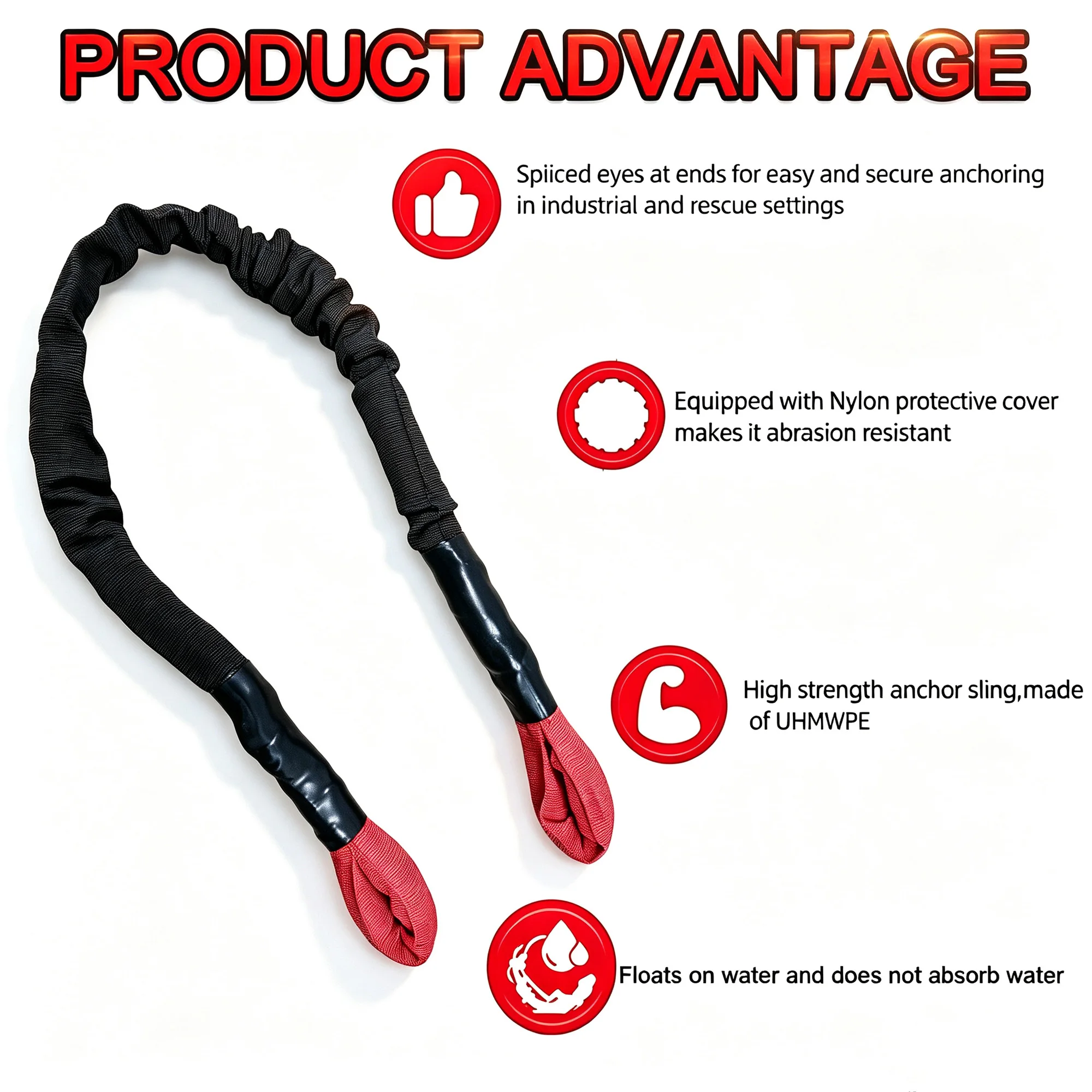 UHMWPE Offroad Tree Saver Strap with Soft Shackle, Anti-Wear Tree Trunk Protector for 4X4 Truck ATV Towing