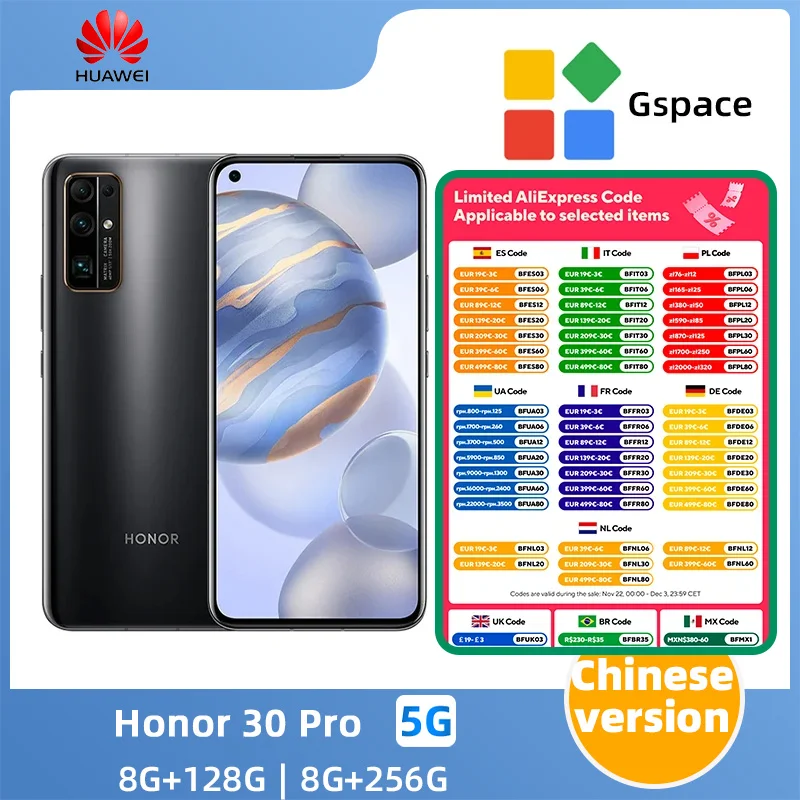 Honor 30 Pro 5g SmartPhone 40MP Kirin 990 5G 50x  Zoom 6.57inch 90Hz AMOLED  4000mah 40W Super Charger  NFC original used phone 1 sold355,990.84Extra 5% off with coinsTopSmartphone StoreSee previewSim