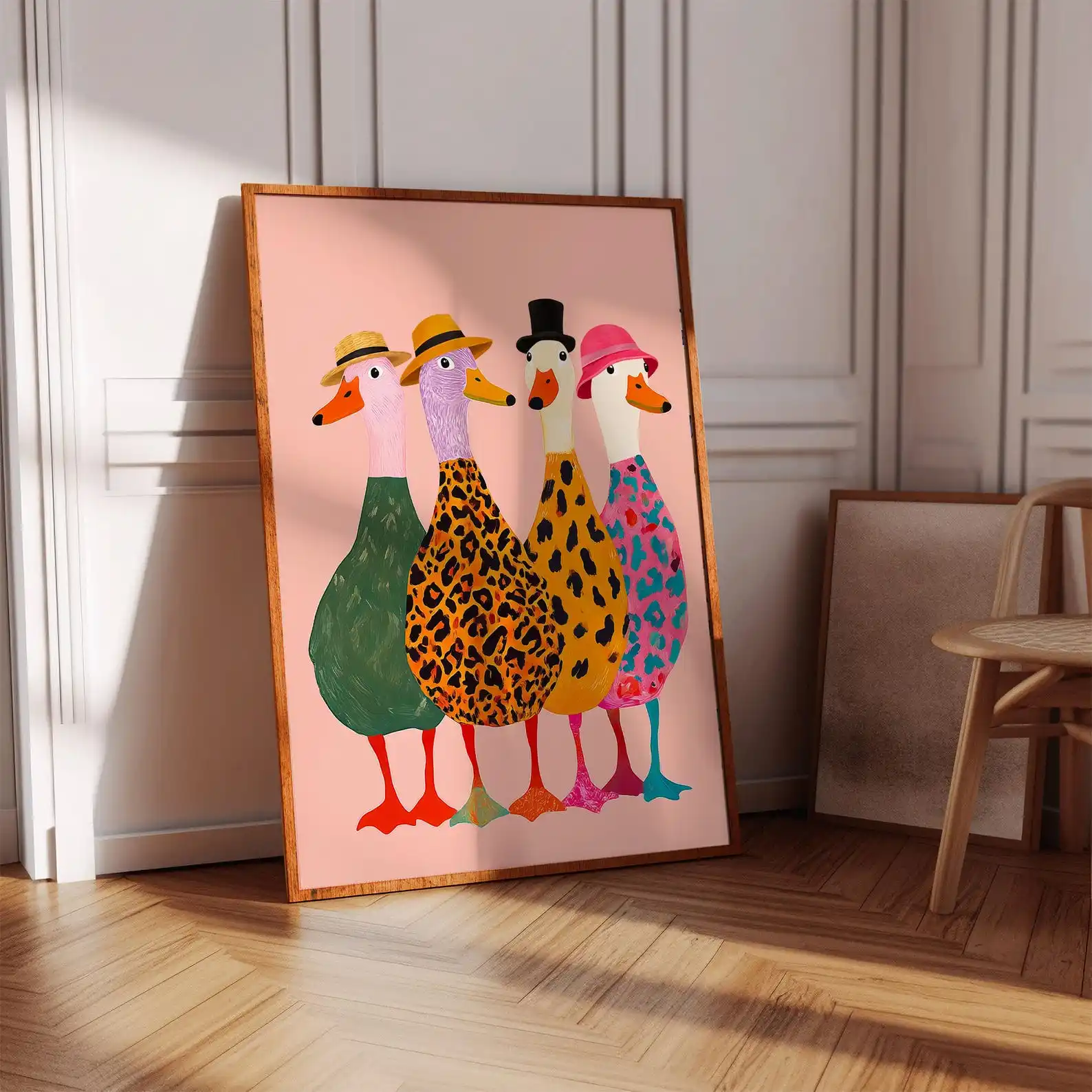 Abstract Fashion Animal Poster Creative Duck Canvas Painting Frameless Modern Aesthetic Wall Art for Bedroom Kids Decortion Gift
