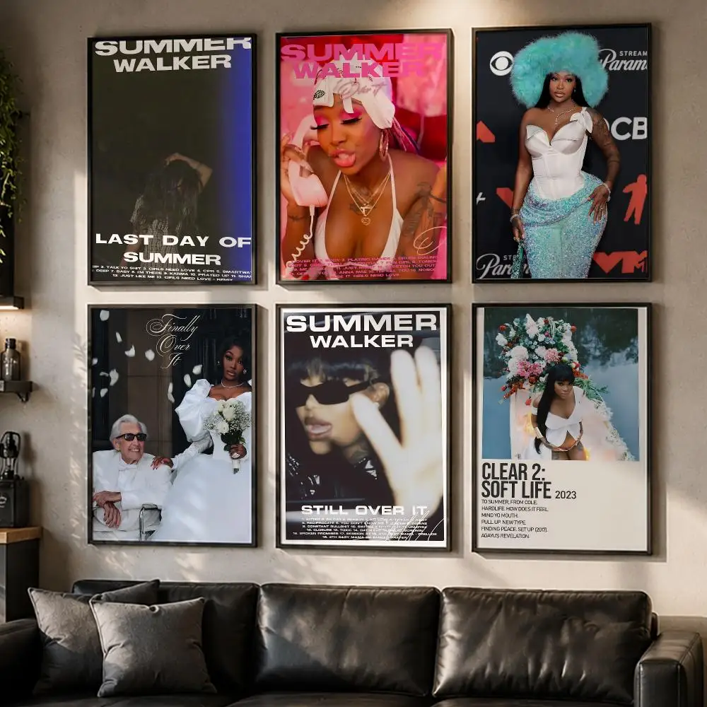 Smooth Singer Summer Walker Poster No Glue Residue Self-Adhesive Art Poster Wall Decor for Bedroom Living Room