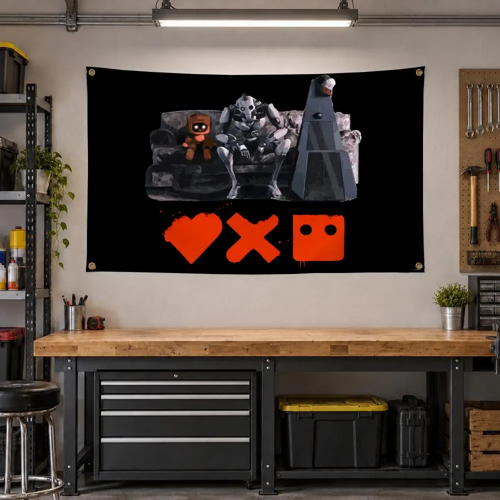 Cartoon Love, Death & Robots Sci-Fi Flags Personalized Banner Flag Room Dorm Camping Picnic Garage Bar Outdoor Wall Decor