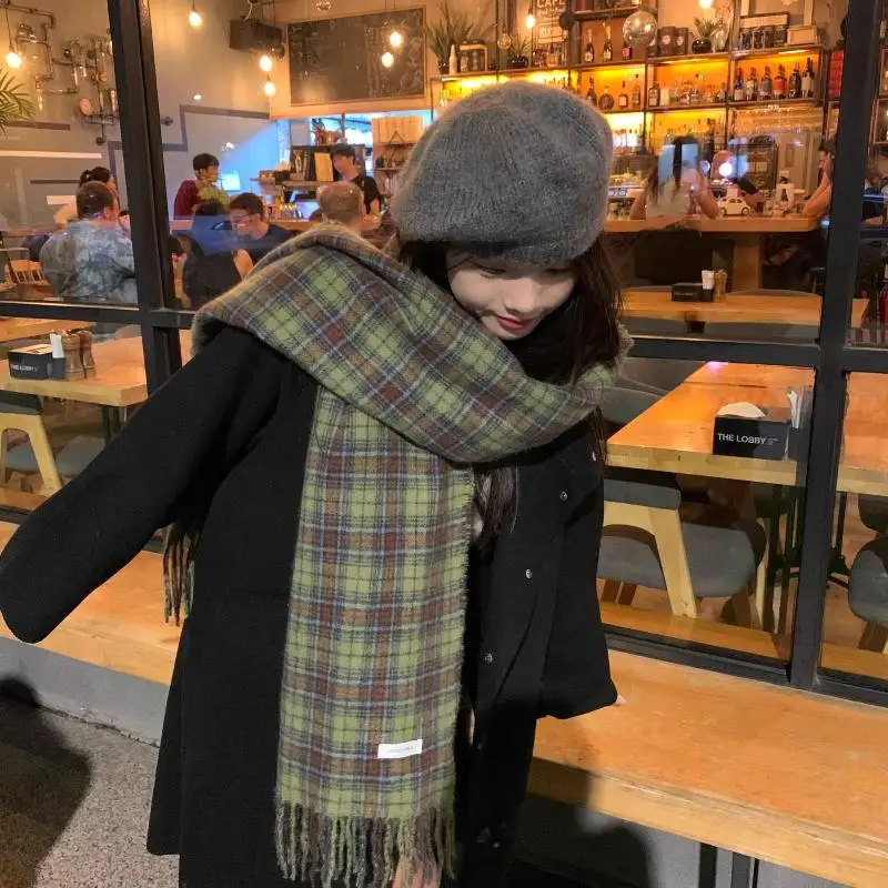 

Модные большие клетчатые шарфы с новым узором, универсальные женские толстые шарфы, корейские ветрозащитные теплые шарфы〔CC55〕