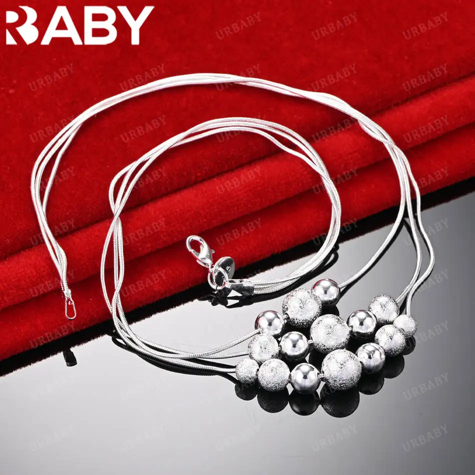 

URBABY 45 см, ожерелье-цепочка из стерлингового серебра 925 пробы с шариками из бисера для женщин и мужчин, подарки для творчества, уличная универсальная вечеринка и повседневная одежда